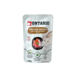 Ontario konservai katėms su tunu ir lašiša sultinyje, 80 g