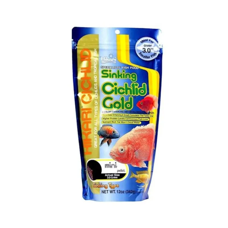 Hikari Cichlid Gold Sinking Mini pašaras žuvims 342 g | AKVANAMAI