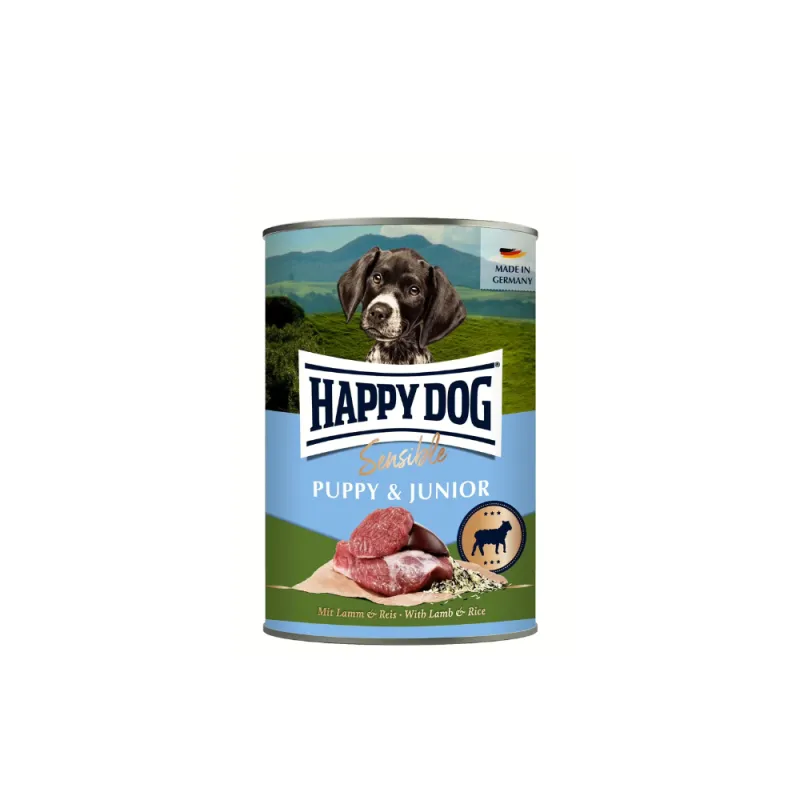 Happy Dog Sensible Puppy Lamm konservai jauniems šuniukams su ėriena, 400 g