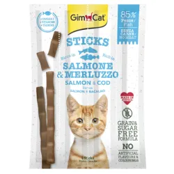 GimCat Sticks begrūdės lazdelės, su lašiša ir | AKVANAMAI