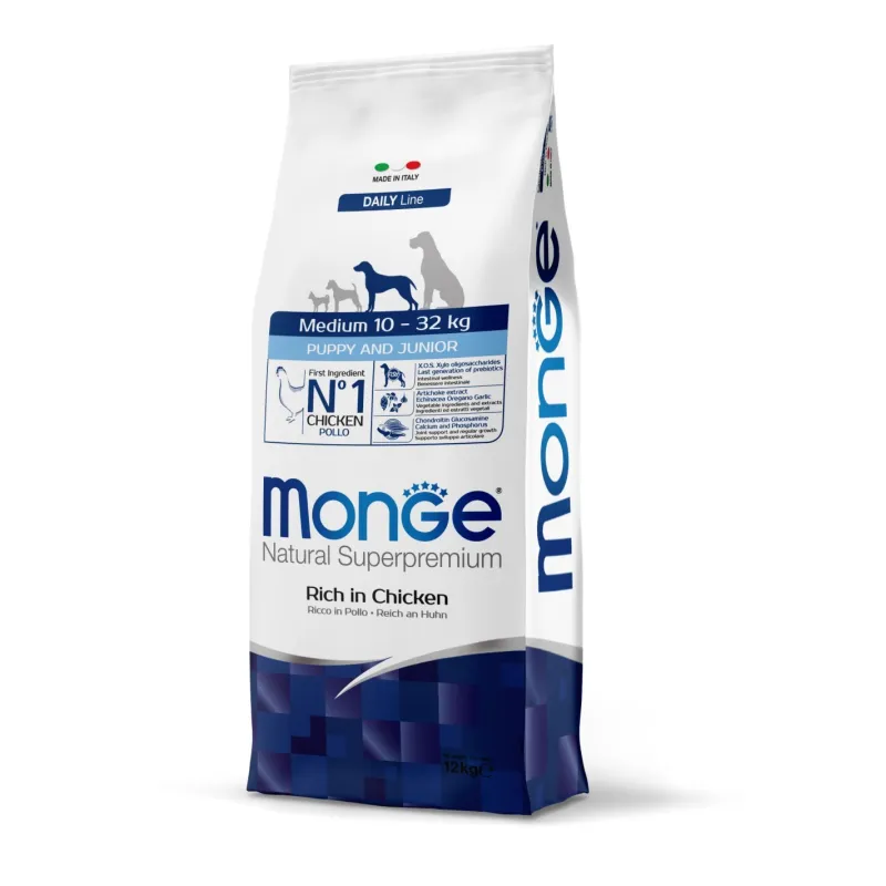 Monge medium puppy sausas pašaras (vištiena) 12kg | AKVANAMAI