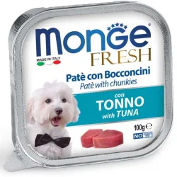 Monge Fresh paštetas šunims su tuno gabalėliais 100g | AKVANAMAI