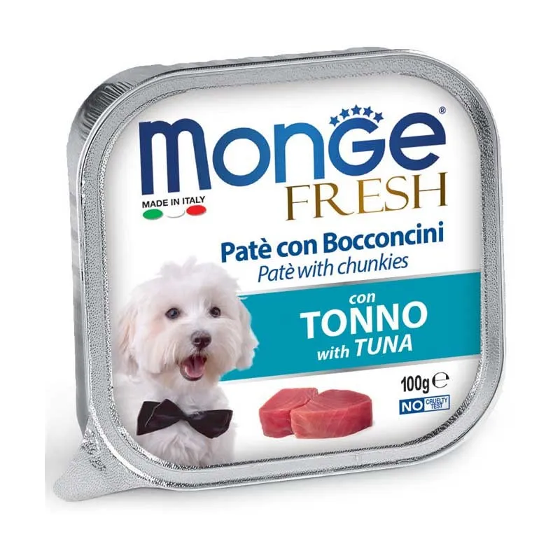 Monge Fresh paštetas šunims su tuno gabalėliais 100g | AKVANAMAI