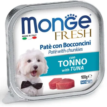 Monge Fresh paštetas šunims su tuno gabalėliais 100g | AKVANAMAI