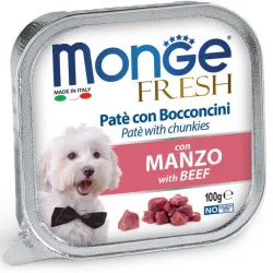 Monge Fresh paštetas šunims su jautienos gabalėliais | AKVANAMAI