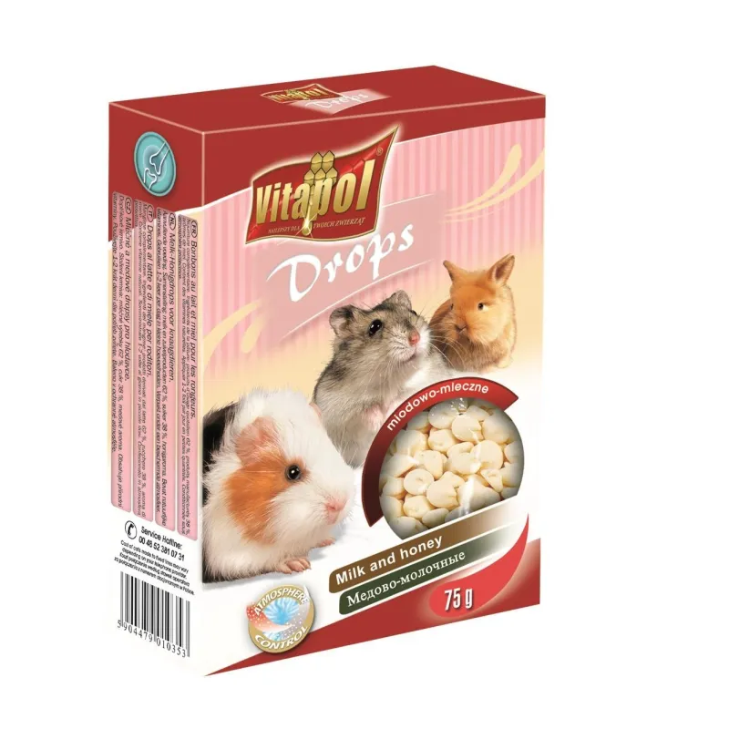 Vitapol lašeliai graužikams su pienu ir medumi 75g | AKVANAMAI
