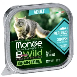 Monge BWild Adult paštetas katėms su su menke ir | AKVANAMAI