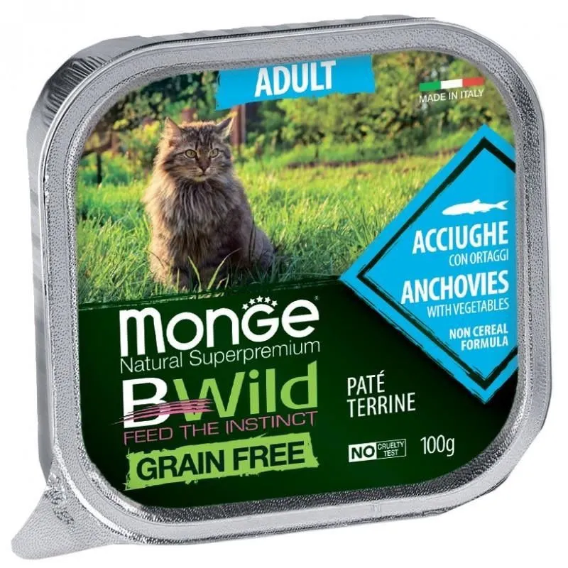 Monge BWild adult paštetas katėms su ančiuviais ir | AKVANAMAI