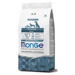 Monge Dry Dog All Br. Adult Monoprotein Trout, Rice | AKVANAMAI