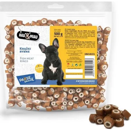 Hau&amp;Miau minkšti mini žuvies žiedai 500g | AKVANAMAI