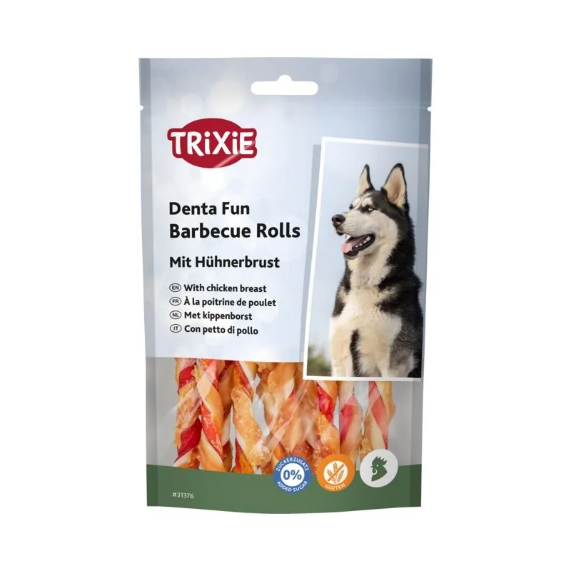 Trixie Denta Fun Barbecue Chicken Chewing Rolls, 12 | AKVANAMAI