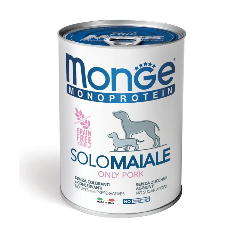 Monge Monoproteico "Solo" - Wet Dog Pate 100% PORK | AKVANAMAI