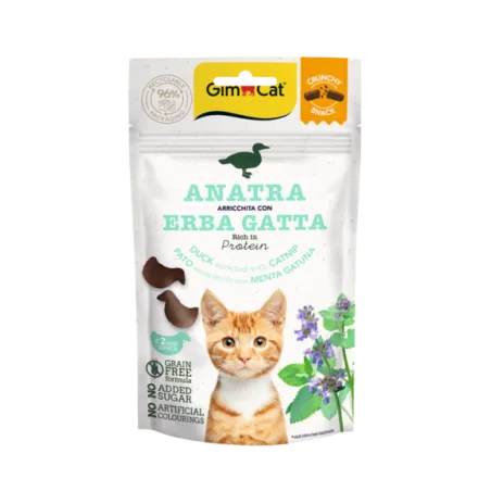 Gimcat Crunchy Snacks Duck /Catnip traškūs skanėstai | AKVANAMAI