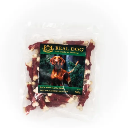 Real Dog SNACKS Kalcio kauliukai su antiena 500g | AKVANAMAI
