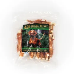 Real Dog SNACKS Menkės juostelės, apsuktos vištiena | AKVANAMAI