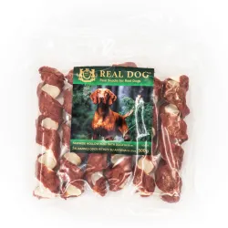 Real Dog SNACKS Žaliaminės odos ritinys su antiena | AKVANAMAI