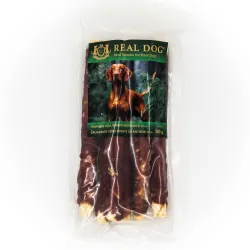 Real Dog SNACKS Žaliaminės odos ritinys su antiena | AKVANAMAI