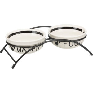 Trixie Dubenėlių kompl., keramika-metal., 2x1.6 l, ø 20 cm-41x10x20 cm, baltas-juodas