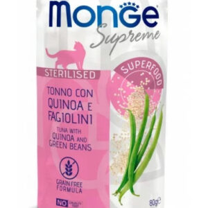Monge SUPREME - Cat Wet Pouches Tuna with quinoa and green beans - Sterilised 80g