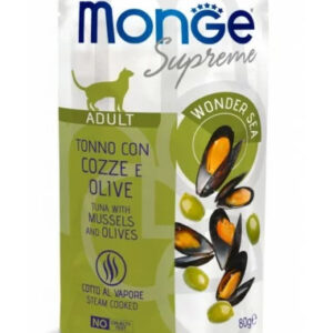 Monge SUPREME - Cat Wet Pouches Tuna with mussels and olives - Adult 80g