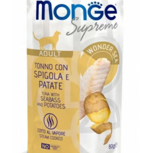 Monge SUPREME - Cat Wet Pouches Tuna with seabass and potatoes - Adult 80g