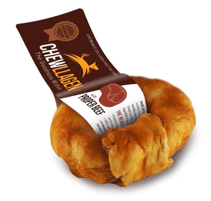Chewllagen Jautienos skonio kolageno spurga 9cm, dėžė 15 vnt. 1 Chewllagen Jautienos skonio kolageno spurga 9cm, dėžė 15 vnt.