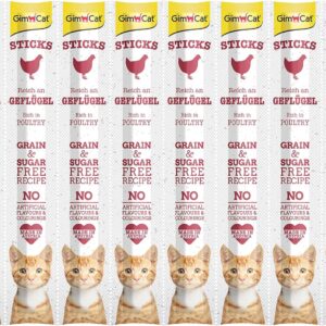 GimCat Sticks begrūdės lazdelės, su paukštiena (10 vnt)