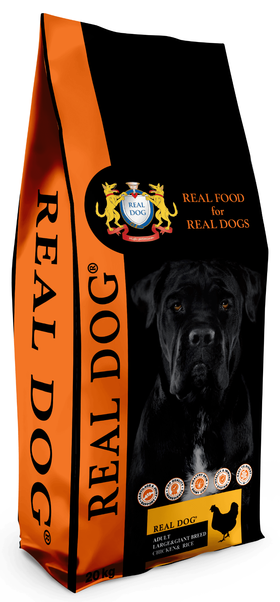Real Dog Adult Large-Giant Breeds su vištiena ir ryžiais 20kg 1 Real Dog Adult Large-Giant Breeds su vištiena ir ryžiais 20kg