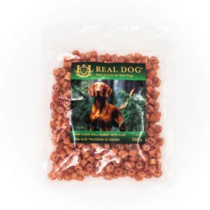 Real Dog SNACKS Mini suši triušiena su menke 500g