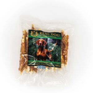 Real Dog SNACKS Odos pagaliukai, apsukti vištiena 11cm 500g