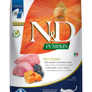 FARMINA N&D PUMPKIN - CAT Dry Lamb&Blueberry NEUTERED ADULT 5 kg