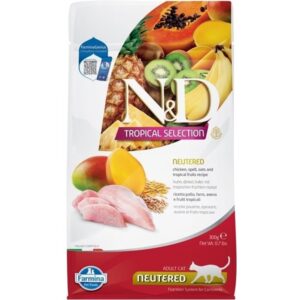 FARMINA N&D TROPICAL SELECTION - CAT Dry Chicken, Spelt, Oats NEUTERED 300 gr
