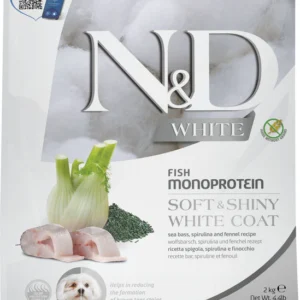 FARMINA N&D WHITE - DOG Dry Sea Bass Spirulina&Fennel ADULT MINI 2 kg