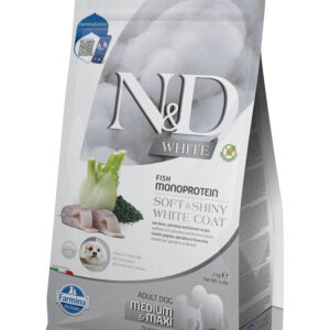 FARMINA N&D WHITE - DOG Dry Sea Bass Spirulina&Fennel ADULT MED&MAX 2 kg
