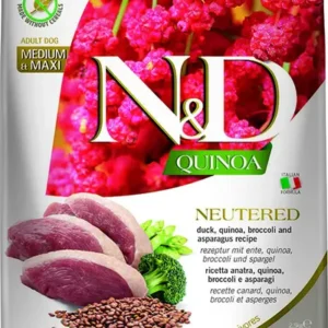 FARMINA N&D QUINOA - DOG Dry NEUTERED Duck Broccoli&Asparagus ADULT MED&MAX 2,5 kg
