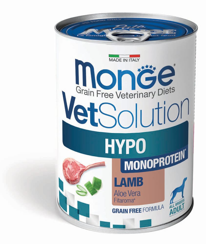 Monge VetSolution Dog Wet HYPO MONO Lamb 400g 1 Monge VetSolution Dog Wet HYPO MONO Lamb 400g