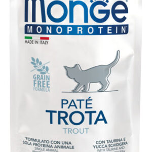 Monge Monoprotein Kitten begrūdis konservuotas pašaras jaunoms katėms su upėtakiu 85g