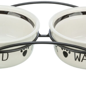 Trixie Dubenėlių kompl., keramika-metal., 2x0.6 l, ø 15 cm-32x9x15 cm, baltas-juodas