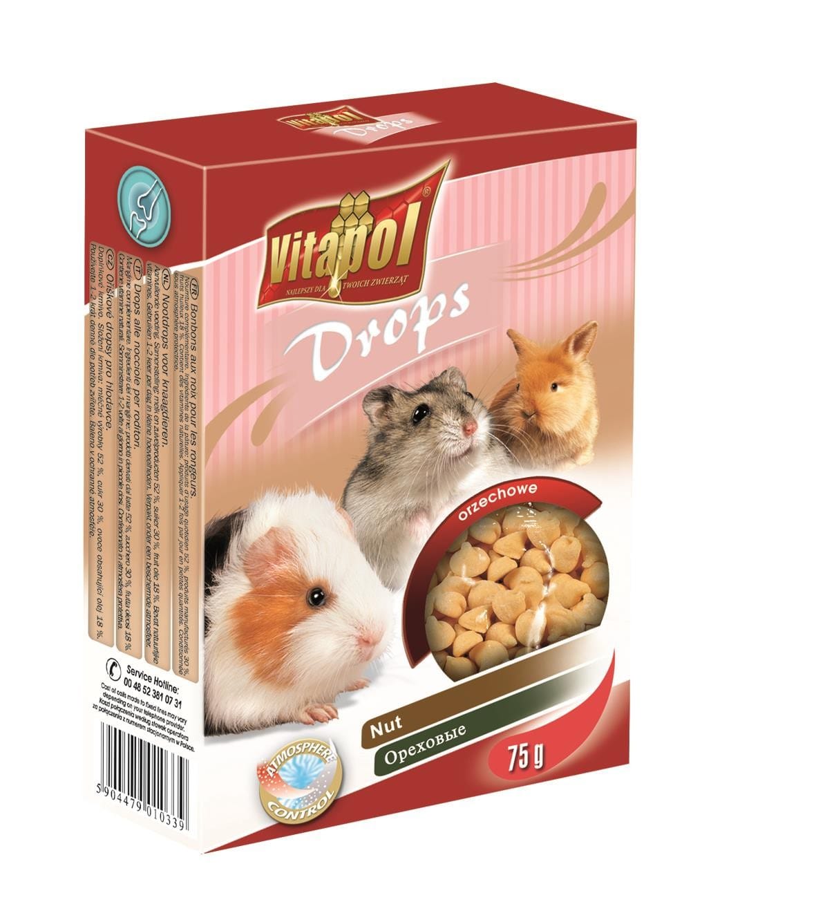 Vitapol lašeliai graužikams su riešutais 75g 1 Vitapol lašeliai graužikams su riešutais 75g