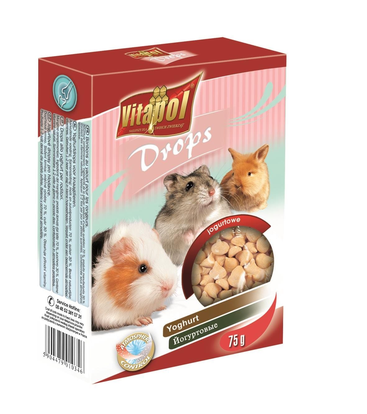 Vitapol lašeliai graužikams su jogurtu 75g 1 Vitapol lašeliai graužikams su jogurtu 75g