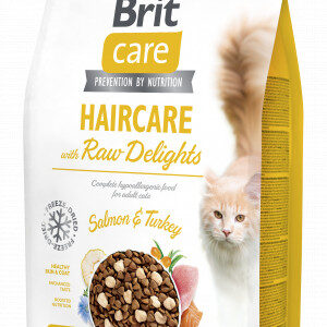 Brit Care Cat Haircare with Raw Delights sausas pašaras katėms 2 kg (galiojimas iki 2026.02.02)