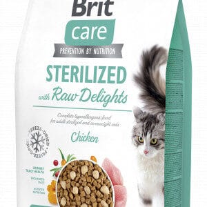 Brit Care Cat Sterilized with Raw Delights sausas pašaras katėms 2 kg