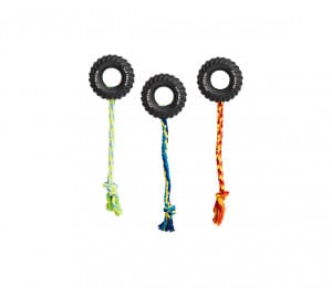Žaislas guminis "padanga" su virve 15cm