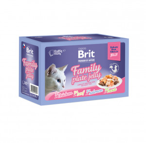 Brit Premium Cat konservuotas pašaras katėms maiš. Fillets in Jelly Family Plate 1020 g (12x85 g)
