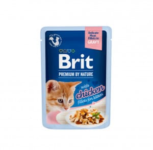 Brit Premium Cat Delicate konservuotas pašaras katėms maiš. Chicken for Kitten in Gravy 85 g