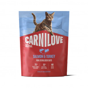 CARNILOVE ACTIVE Cat Salmon & Turkey Sterilised sausas pašaras katėms 400 g