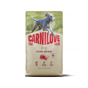 CARNILOVE TRUE FRESH Dog Duck Junior Large Breed sausas pašaras šuniukams 4 kg