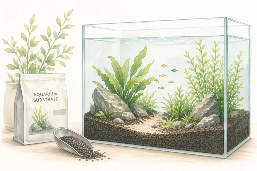 Kiek reikia grunto akvariumui?