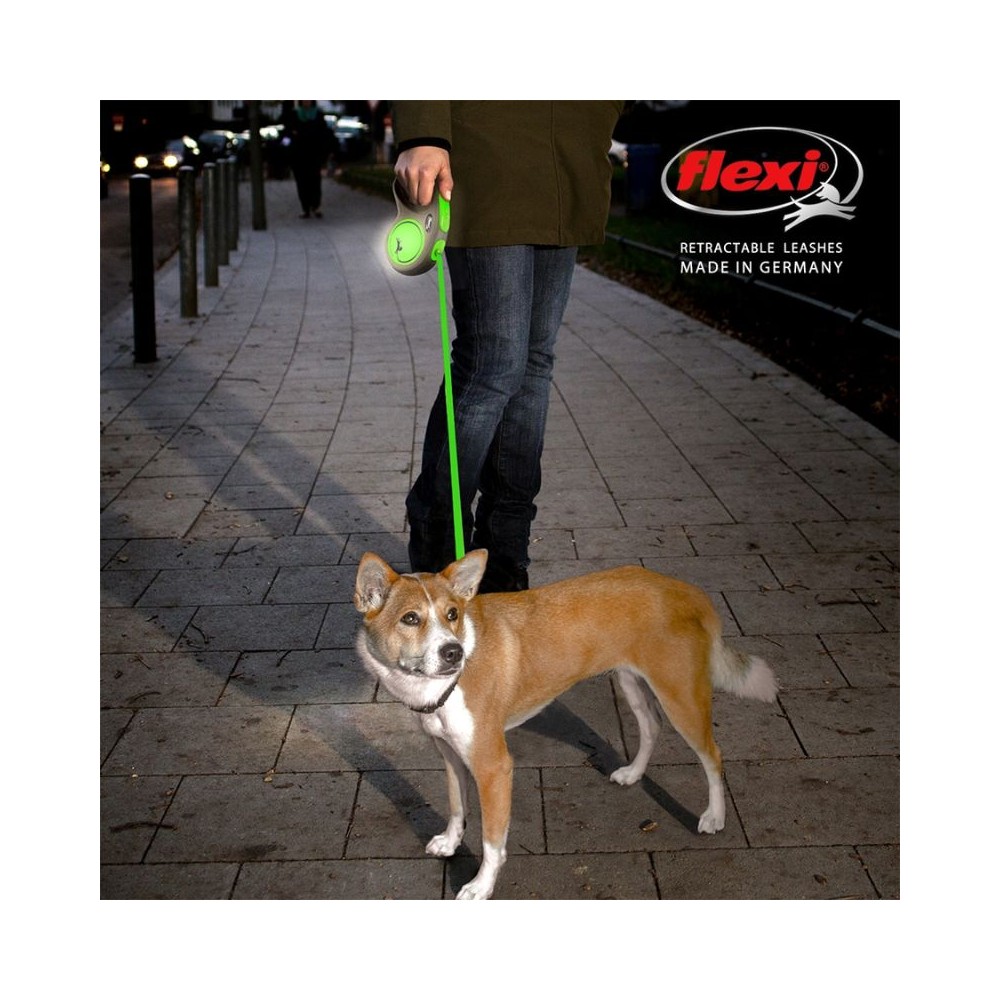 Flexi New Neon M automatinis pavadys, 5 m, juostelė, žalias - Image 6