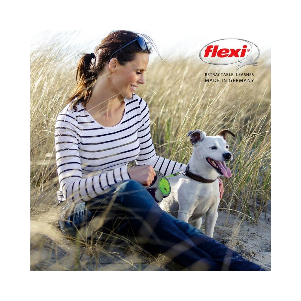 Flexi New Neon M automatinis pavadys, 5 m, juostelė, žalias - Image 7